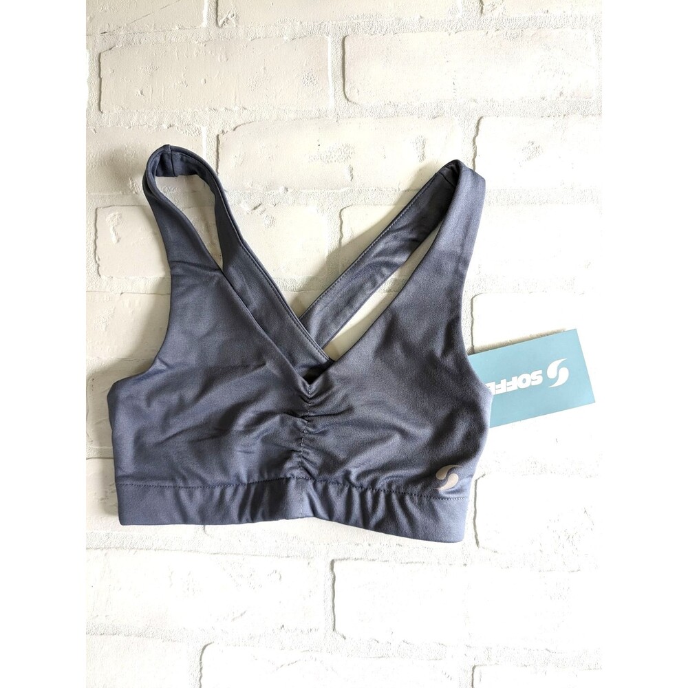 Soffe Women's Lux Pure Sports Bra, Washed Grey, XS Extra Small